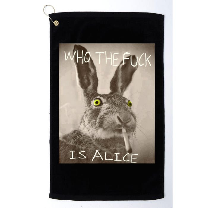 Retro Who The F_ck Is Alice Funny Rabbit  Golf Towel