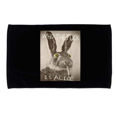 Retro Who The F_ck Is Alice Funny Rabbit  Microfiber Hand Towel