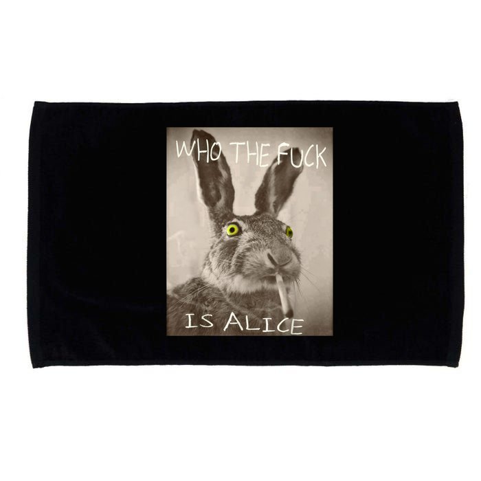 Retro Who The F_ck Is Alice Funny Rabbit  Microfiber Hand Towel