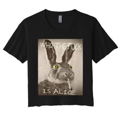 Retro Who The F_ck Is Alice Funny Rabbit  Crop Top