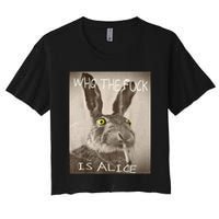 Retro Who The F_ck Is Alice Funny Rabbit  Crop Top