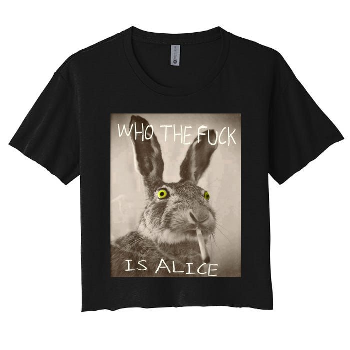 Retro Who The F_ck Is Alice Funny Rabbit  Crop Top