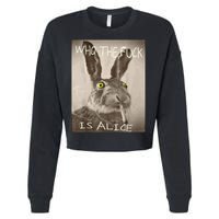 Retro Who The F_ck Is Alice Funny Rabbit  Cropped Pullover Crew
