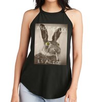 Retro Who The F_ck Is Alice Funny Rabbit  Women's Perfect Tri Rocker Tank