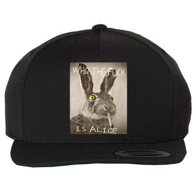 Retro Who The F_ck Is Alice Funny Rabbit  Wool Snapback Cap