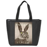 Retro Who The F_ck Is Alice Funny Rabbit  Zip Tote Bag