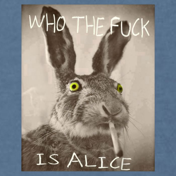 Retro Who The F_ck Is Alice Funny Rabbit  Garment-Dyed Sweatshirt