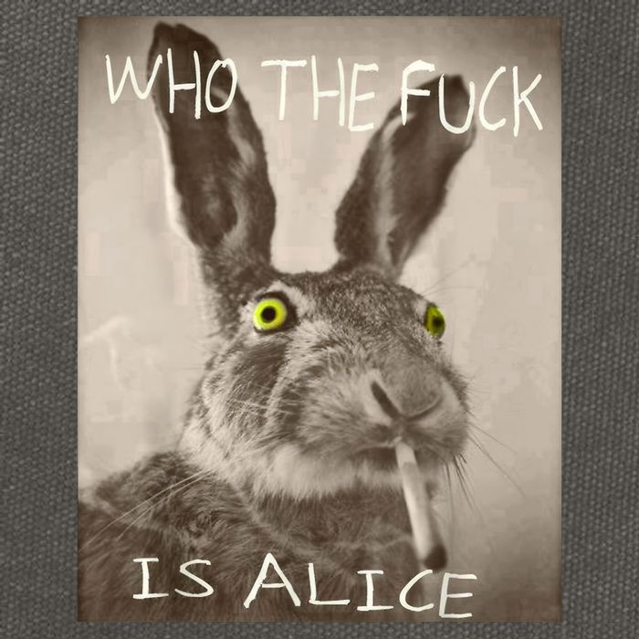 Retro Who The F_ck Is Alice Funny Rabbit  Cotton Canvas Backpack