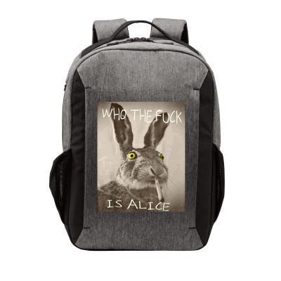 Retro Who The F_ck Is Alice Funny Rabbit  Vector Backpack
