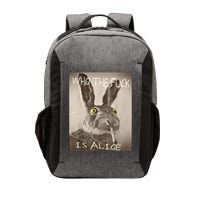 Retro Who The F_ck Is Alice Funny Rabbit  Vector Backpack