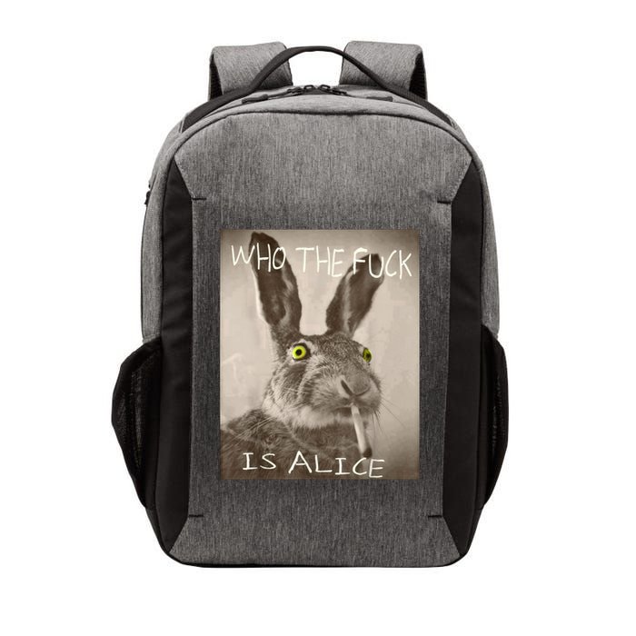 Retro Who The F_ck Is Alice Funny Rabbit  Vector Backpack
