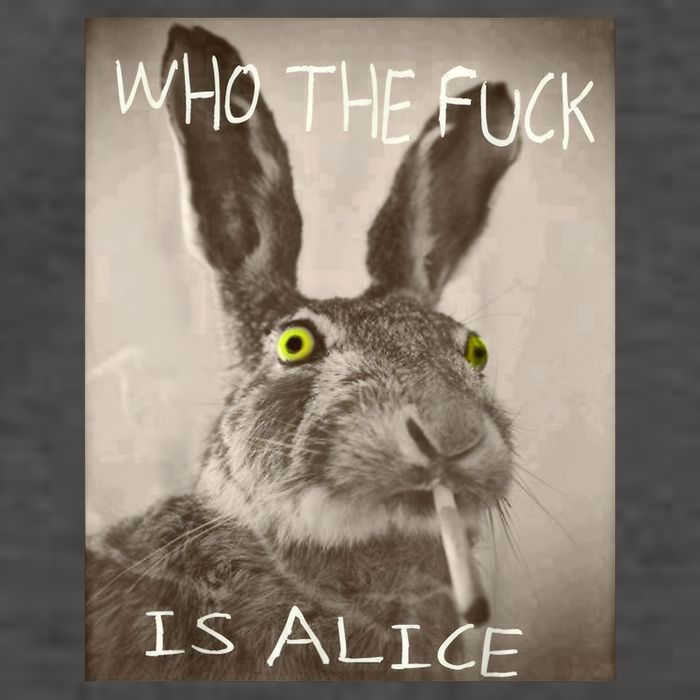 Retro Who The F_ck Is Alice Funny Rabbit  Vector Backpack