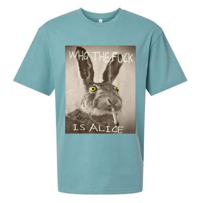 Retro Who The F_ck Is Alice Funny Rabbit  Sueded Cloud Jersey T-Shirt