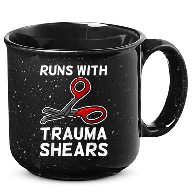 Runs With Trauma Shears EMT Emergency Medical Technician EMS 15oz Campfire Ceramic Mug