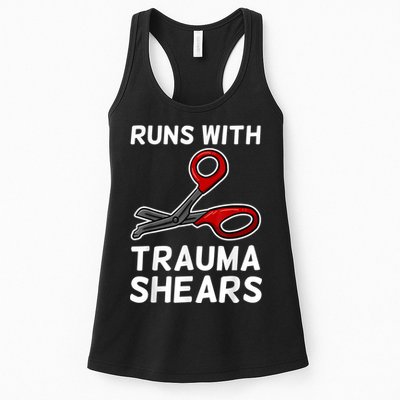 Runs With Trauma Shears EMT Emergency Medical Technician EMS Womens Tank Top