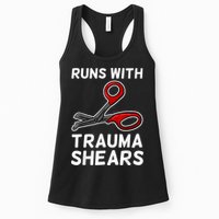 Runs With Trauma Shears EMT Emergency Medical Technician EMS Womens Tank Top