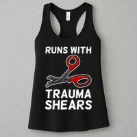 Runs With Trauma Shears EMT Emergency Medical Technician EMS Womens Tank Top