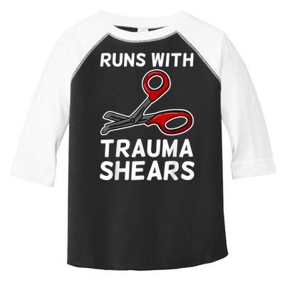 Runs With Trauma Shears EMT Emergency Medical Technician EMS Toddler Fine Jersey T-Shirt