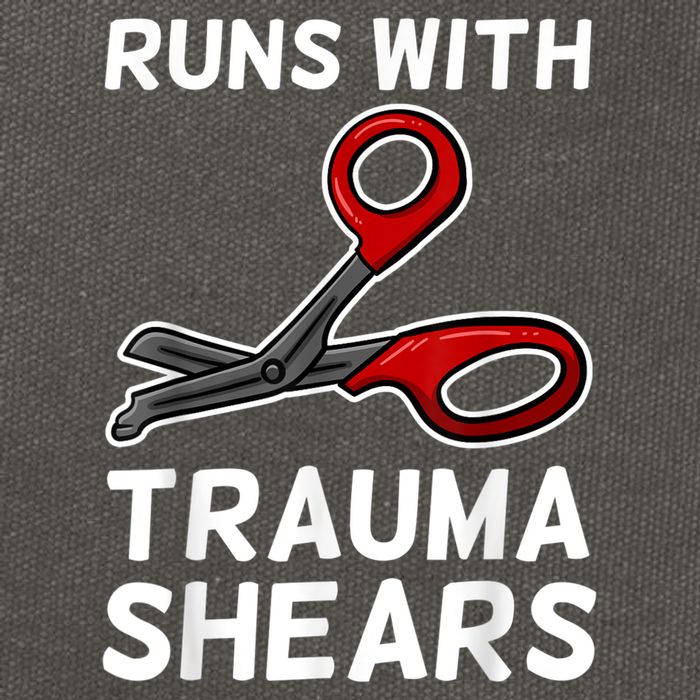 Runs With Trauma Shears EMT Emergency Medical Technician EMS Cotton Canvas Backpack