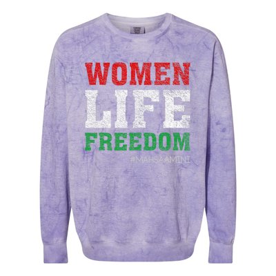 RISE WITH THE WOMEN OF IRAN Women Life Freedom #Mahsaamini Life Freedom Design Colorblast Crewneck Sweatshirt