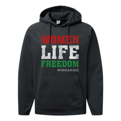 RISE WITH THE WOMEN OF IRAN Women Life Freedom #Mahsaamini Life Freedom Design Performance Fleece Hoodie