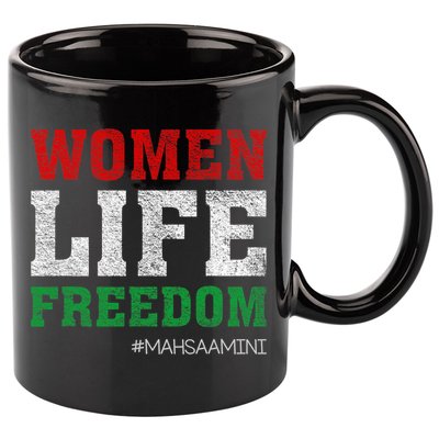RISE WITH THE WOMEN OF IRAN Women Life Freedom #Mahsaamini Life Freedom Design 11oz C Handle Ceramic Mug