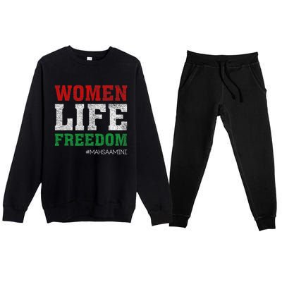 RISE WITH THE WOMEN OF IRAN Women Life Freedom #Mahsaamini Life Freedom Design Premium Crewneck Sweatsuit Set