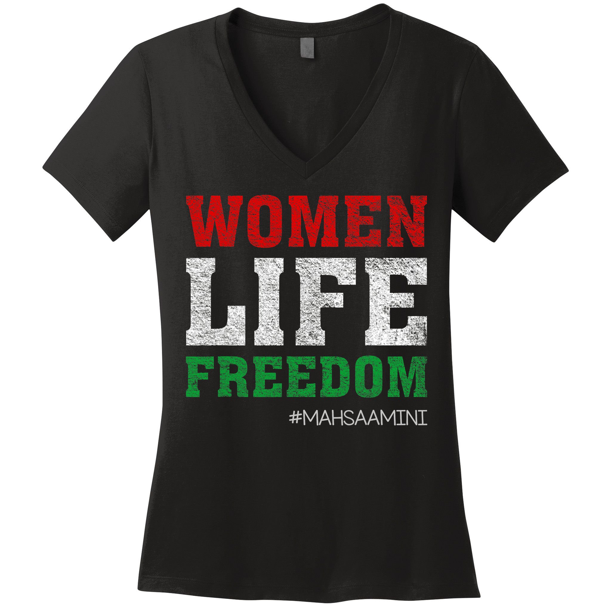 RISE WITH THE WOMEN OF IRAN Women Life Freedom #Mahsaamini Life Freedom Design Women's V-Neck T-Shirt