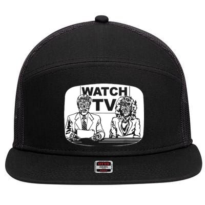 Retro Watch Tv 7 Panel Mesh Trucker Snapback Hat