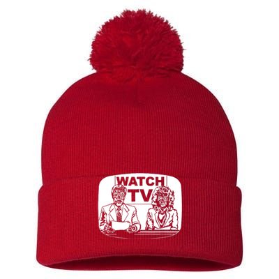 Retro Watch Tv Pom Pom 12in Knit Beanie