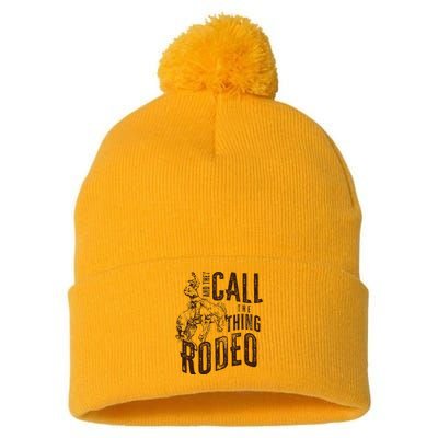 Retro Western They Call The Thing Rodeo Cowboy Howdy Pom Pom 12in Knit Beanie