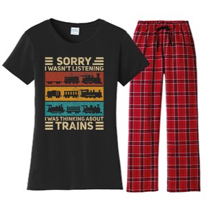 Retro Wagon Train Lover Model Railroad Conductor Funny Train Women's Flannel Pajama Set