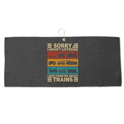 Retro Wagon Train Lover Model Railroad Conductor Funny Train Large Microfiber Waffle Golf Towel