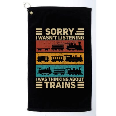 Retro Wagon Train Lover Model Railroad Conductor Funny Train Platinum Collection Golf Towel