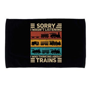 Retro Wagon Train Lover Model Railroad Conductor Funny Train Microfiber Hand Towel