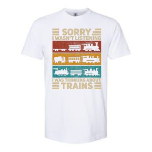 Retro Wagon Train Lover Model Railroad Conductor Funny Train Softstyle CVC T-Shirt