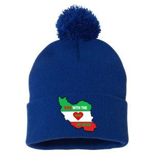 Rise With The Of Iran Freedom Flag Great Gift Pom Pom 12in Knit Beanie