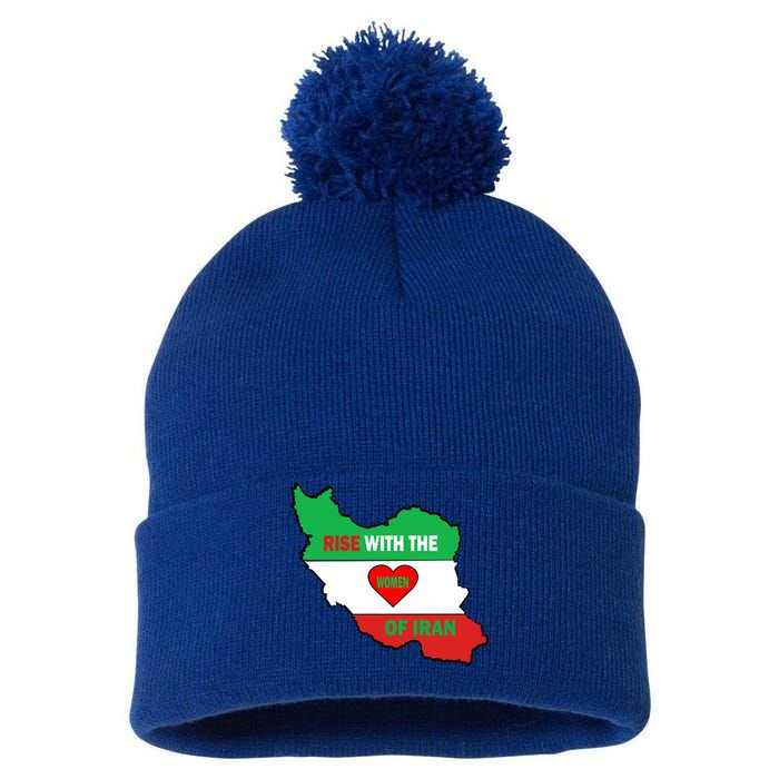 Rise With The Of Iran Freedom Flag Great Gift Pom Pom 12in Knit Beanie