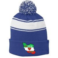 Rise With The Of Iran Freedom Flag Great Gift Stripe Pom Pom Beanie