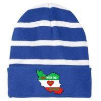 Rise With The Of Iran Freedom Flag Great Gift Striped Beanie with Solid Band