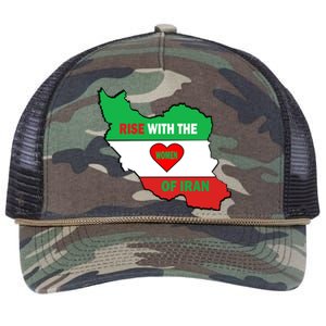 Rise With The Of Iran Freedom Flag Great Gift Retro Rope Trucker Hat Cap