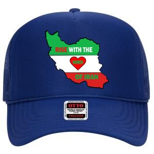 Rise With The Of Iran Freedom Flag Great Gift High Crown Mesh Back Trucker Hat