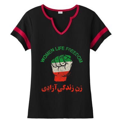 Rise With The Women Of Iran Women Life Freedom #Mahsaamini Life Freedom Gift Ladies Halftime Notch Neck Tee