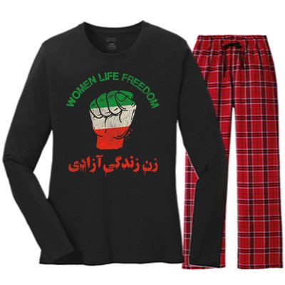 Rise With The Women Of Iran Women Life Freedom #Mahsaamini Life Freedom Gift Women's Long Sleeve Flannel Pajama Set 