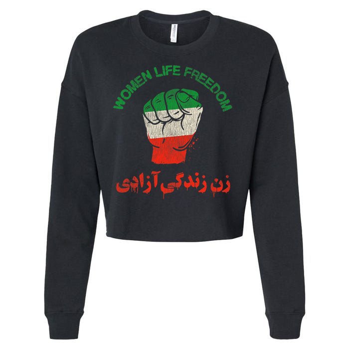 Rise With The Women Of Iran Women Life Freedom #Mahsaamini Life Freedom Gift Cropped Pullover Crew