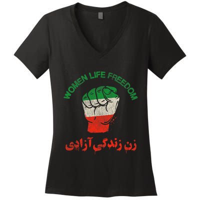 Rise With The Women Of Iran Women Life Freedom #Mahsaamini Life Freedom Gift Women's V-Neck T-Shirt