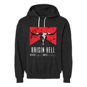 Raisinghell With The Hippies And Cowboys Western Cowhide Garment-Dyed Fleece Hoodie