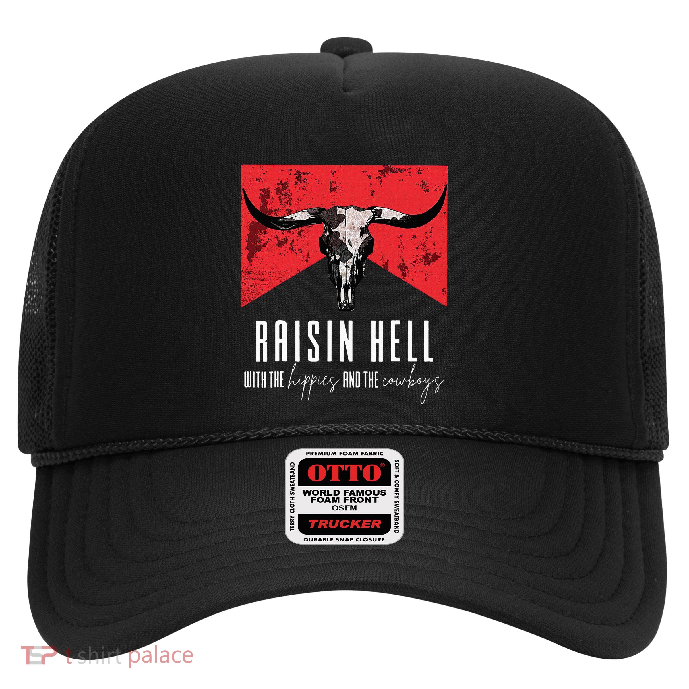 Raisinghell With The Hippies And Cowboys Western Cowhide Trucker Hat