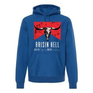 Raisinghell With The Hippies And Cowboys Western Cowhide Premium Hoodie