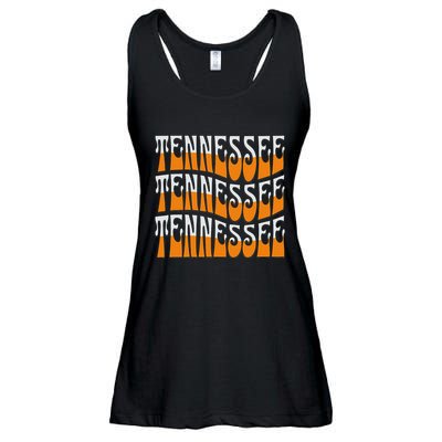 Retro Wavy Tennessee S Tennessee Orange Ladies Essential Flowy Tank
